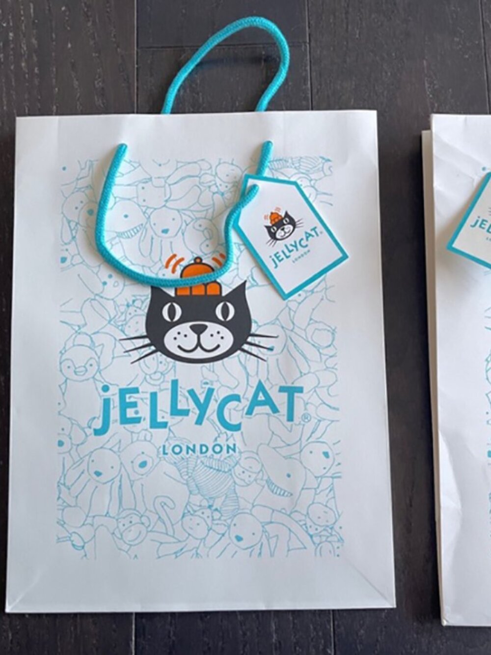 Jellycat shopping bag tote bag blue white limited edition set of 2 - Picture 2 of 6
